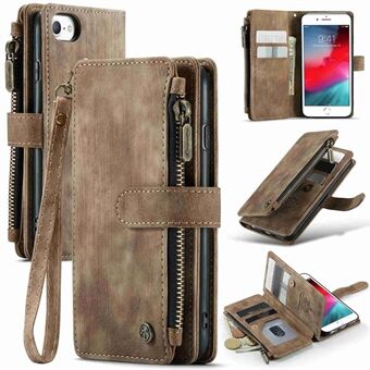 CASEME C30 Series for iPhone 6/7/8 4.7-inch/SE (2020)/(2022) Full Protection Zipper Pocket Wallet Case Anti-scratch PU Leather Phone Cover Card Holder