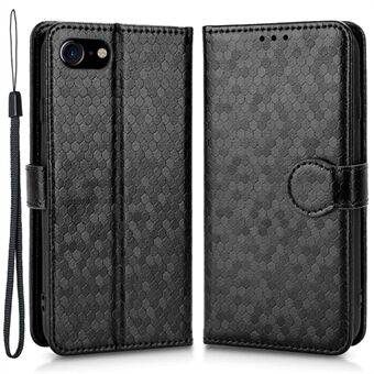 For iPhone 7 / 8 4.7 inch / SE (2020) / SE (2022) Magnetic Closing Dot Pattern Imprinted Phone Case PU Leather Wallet Stand Design Cover with Strap