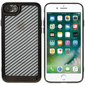 For iPhone 7 / 8 4.7 inch / SE (2020) / SE (2022) Soft TPU Carbon Fiber Texture Protective Case Electroplating Scratch-resistant Phone Shell