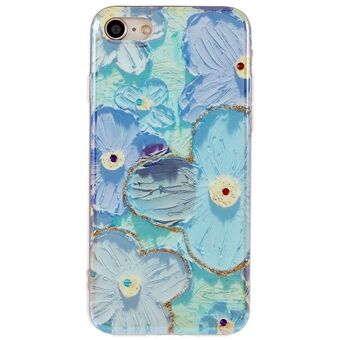 For iPhone SE (2022) / SE (2020) / 7 / 8 4.7 inch IMD Flower Pattern Epoxy TPU Case Rhinestone Decor Phone Cover