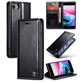 CASEME 003 Series For iPhone 6 / 7 / 8 4.7 inch / SE (2020) / SE (2022) PU Leather Retro Waxy Texture Phone Case Wallet Stand Shockproof Cover