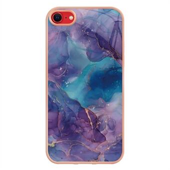 For iPhone SE (2020) / SE (2022) / 7 / 8 4.7 inch YB IMD Series-16 Style E Marble Pattern Phone Case Electroplated Edge 2.0mm TPU IMD Anti-Fall Cover