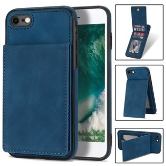 For iPhone 7 / 8 / SE (2020) / SE (2022) Shockproof Solid Color Vertical Flip Kickstand Phone Case RFID Blocking PU Leather Coated TPU Shell with Multiple Card Slots