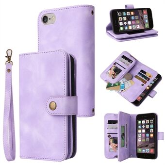 Protective Phone Cover For iPhone 6 / 7 / 8 4.7 inch / SE (2020) / SE (2022) , Zipper Pocket Leather Wallet Cover with Straps