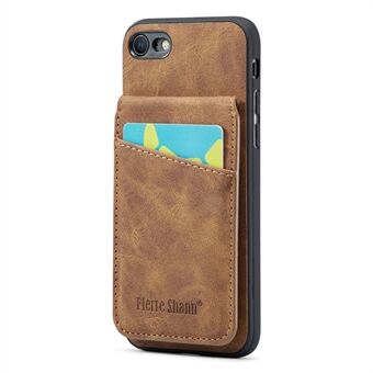 FIERRE SHANN For iPhone 7 / 8 / SE (2020) / SE (2022) Card Holder Phone Case Kickstand PU Leather+TPU Cover