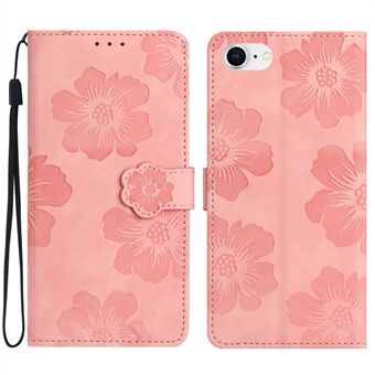 For iPhone 6 / 6s / 7 / 8 / SE (2020) / SE (2022) Flower Imprinted PU Leather Phone Case Wallet Stand Anti-drop Cover