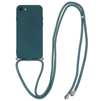 For iPhone 7 / 8 4.7 inch / SE (2022) / SE (2020) Rubberized TPU Case Fiber Lining Anti-scratch Phone Cover with Long Lanyard