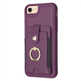 BF27 For iPhone 6 / 6s / 7 / 8 / SE (2020) / SE (2022) inch PU Leather+TPU Phone Case Ring Kickstand Back Cover with Card Holder