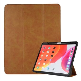 For iPad Pro 11-inch (2021)/(2020)/(2018)/iPad Air (2020)/(2022) Texture PU Leather Pen Slot Case Trifold Stand Auto Wake/Sleep Tablet Shell Cover