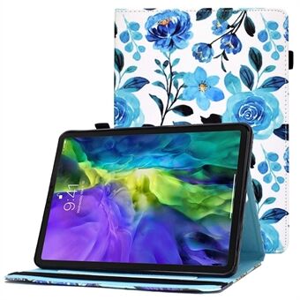 For iPad Pro 11-inch (2018) / (2020) / Air (2020) / (2022) Stitching PU Leather Stand Function Case Pattern Printing Card Slots Elastic Band  Magnetic Tablet Cover with Pencil Holder