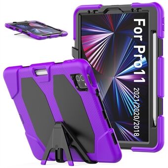 For iPad Pro 11 (2022) / (2021) / (2020) / (2018)  /  Air (2022) / (2020) Protective Case Anti-Drop PC + Silicone Case Scratch-Proof Kickstand Tablet Cover