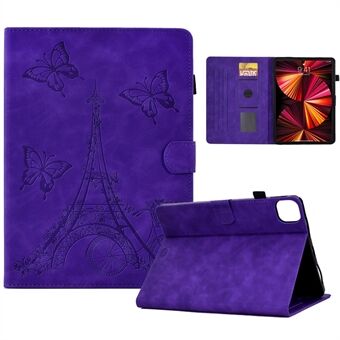 For iPad Pro 11 inch (2018) / (2020) / (2021) / (2022) / iPad Air (2020) / (2022) Microfiber Leather Tablet Case Tower Bike Butterfly Pattern Imprinted Cover with Card Slots Stand