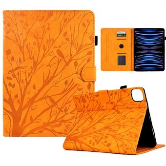 For iPad Pro 11 (2020) / (2021) / (2022) / iPad Air (2020) / (2022) Case Tree Imprinted Leather Tablet Cover with Card Slot