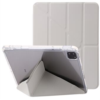 Tablet Case for iPad Pro 11 (2018) / (2020) / (2021 / (2022) / iPad Air (2020) / (2022) Origami Tri-fold Stand Leather+ Clear Acrylic Cover