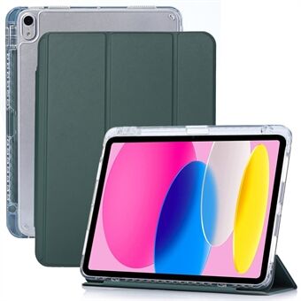 For iPad Air (2020) / (2022) Trifold Stand Tablet Case PU Leather Auto Sleep / Wake Protective Cover with Small Lock Buckle