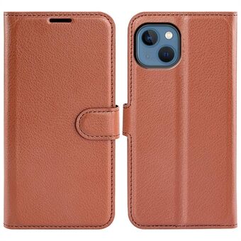 For iPhone 14 6.1 inch PU Leather Wallet Phone Case Litchi Texture Stand All-inclusive Protection Shell