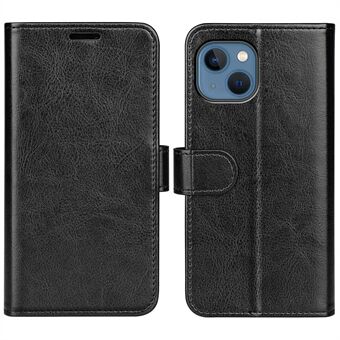 For iPhone 14 6.1 inch Well-protected Crazy Horse Texture Leather Folio Case Stand Magnetic Wallet Flip Anti-fall Cover