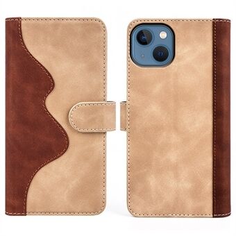 For iPhone 14 6.1 inch Fall Proof Splicing Design Protective Case PU Leather Wallet Stand Phone Shell