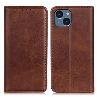 For iPhone 14 6.1 inch Split Leather+TPU Case Wallet Function Stand Strong Magnetic Suction Full Protection Cover