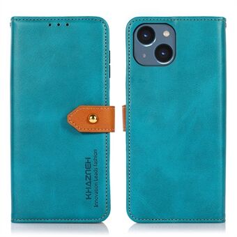 KHAZNEH for iPhone 14 6.1 inch Protective Case Shockproof Stand Cover Dual Color Leather Folio Flip Wallet Phone Case with Buckle