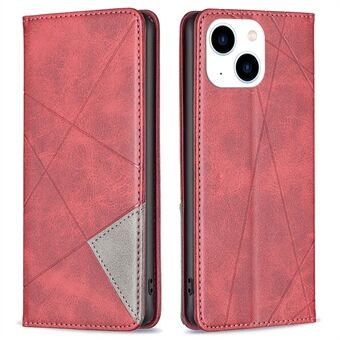 For iPhone 14 6.1 inch BF Imprinting Pattern Series-1 Card Holder Geometric Imprinted Leather Phone Case Auto Closing Magnetic Stand Cover