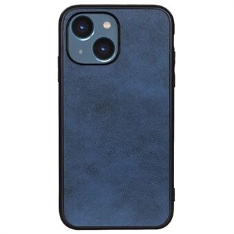 For iPhone 14 6.1 inch Drop-proof Anti-fingerprint Phone Case Double Color Textured Leather Surface Anti-Scratch Cover