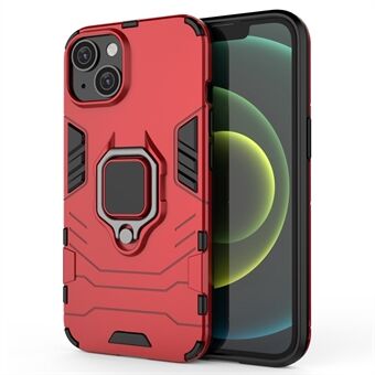 For iPhone 14 6.1 inch Anti-fall Phone Case Ring Kickstand Sturdy Shockproof Flexible TPU + Hard PC Back Cover