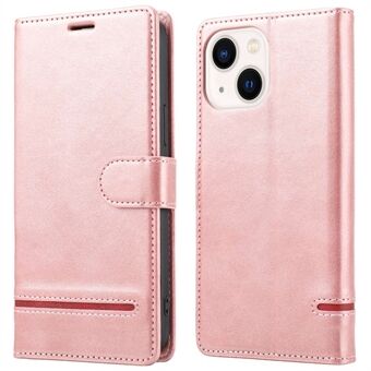 For iPhone 14 6.1 inch Anti-wear Phone Cover Shockproof Splicing Flip Leather Case Wallet Stand with Magnetic Closing Clasp