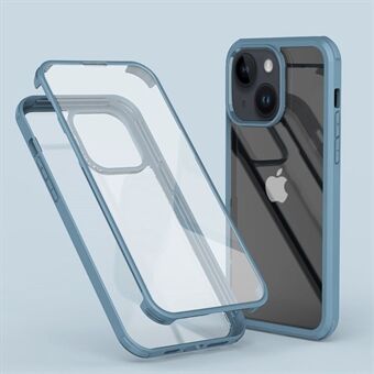 For iPhone 14 HD Clear Anti-shock Phone Case Detachable 2-in-1 Double-sided Tempered Glass Scratch-resistant Phone Cover