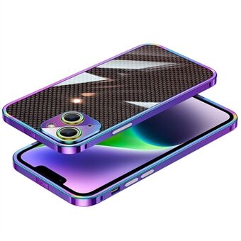 Metal Lens Protector Stainless Steel Bumper Case for iPhone 14, Carbon Fiber Aramid Fiber Back Plate Protective Phone Cover