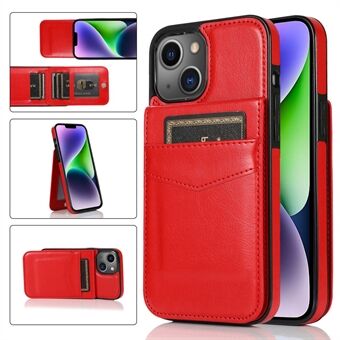 For iPhone 13 / 14 Card Holder PU Leather Coated TPU Phone Case Kickstand Smartphone Cover