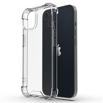 For iPhone 14 6.1 inch Four Corner Drop-proof Transparent Soft TPU Frame Acrylic Back Cover Phone Case