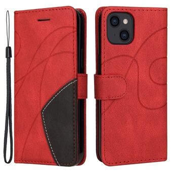 KT Leather Series-1 for iPhone 14 6.1 inch Dual-color Splicing PU Leather Phone Stand Case Folio Flip Wallet Cover