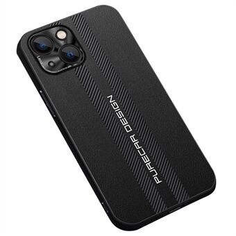 For iPhone 14 6.1 inch Anti-fall Carbon Fiber Textured PU Leather Coated PC+TPU Hybrid Case Phone Protective Cover