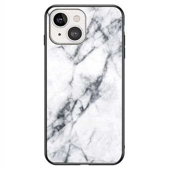 For iPhone 14 6.1 inch Marble Pattern Shockproof Tempered Glass + PC + TPU Hybrid Cover Back Case