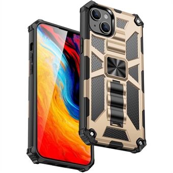 For iPhone 14 6.1 inch Shockproof TPU+PC Case Hybrid Impact Military Protective Cover with Kickstand