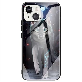 Pattern Printing Phone Cover for iPhone 14 6.1 inch, Drop-proof Tempered Glass + TPU Protective Case