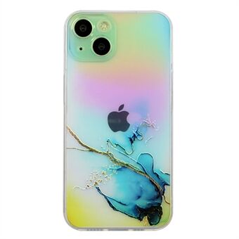 For iPhone 14 6.1 inch Laser Embossing Marble Pattern Stylish Phone Cover Flexible TPU Protective Case