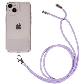 Transparent Phone Cover for iPhone 14 6.1 inch, Anti-scratch TPU Back Case with Long Lanyard