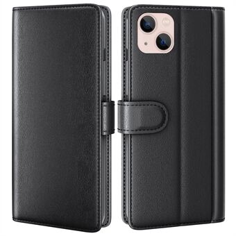 Genuine Split Leather Case for iPhone 14 6.1 inch, Anti-scratch Full Protection Stand Wallet Phone Cover