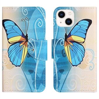 For iPhone 14 6.1 inch Pattern Printing Phone Case Cross Texture PU Leather Foldable Stand Wallet Folio Flip Cover