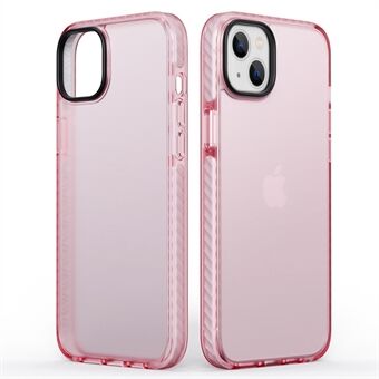 For iPhone 14 6.1 inch TPU+PC Translucent Back Cover Matte Inner Texture Design Mobile Phone Case