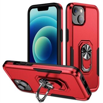 Defender Series for iPhone 14 6.1 inch Ring Kickstand Phone Drop-proof Case PC + TPU Hybrid Back Cover