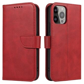 For iPhone 14 6.1 inch Anti-fall Calf Texture Phone Cover PU Leather Mobile Phone Flip Wallet Stand Case with Magnetic Buckle