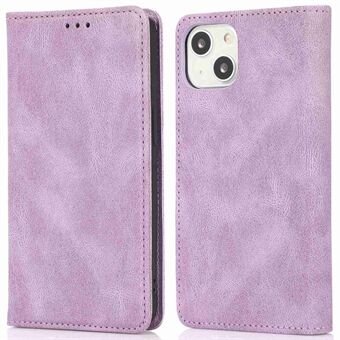 For iPhone 14 6.1 inch Wallet Phone Case Magnetic Closure PU Leather Anti-Drop Cover with Stand