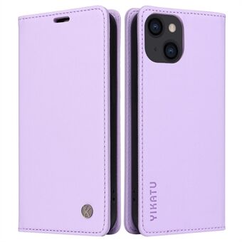 YIKATU Shockproof Phone Cover For iPhone 14 6.1 inch, YK- 001 PU Leather Flip Wallet Case Stand Magnetic Auto-absorbed Phone Shell