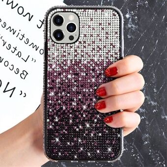 For iPhone 14 6.1 inch Sparkly Bling Rhinestone Case Soft Flexible TPU Gradient Color Phone Cover