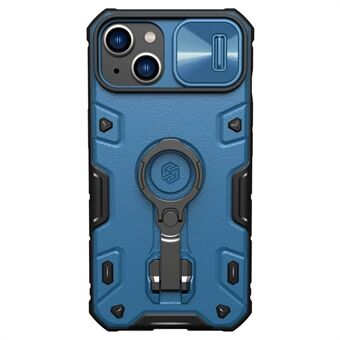 NILLKIN CamShield Armor Pro PC + TPU Case for iPhone 14, Slide Lens Protection Tire Texture Kickstand Phone Cover