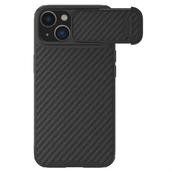 NILLKIN Carbon Fiber Case for iPhone 14, Hard PC Back TPU Frame Phone Cover with Slide Camera Protection