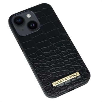 VIETAO For iPhone 14 Business Style Anti-scratch Crocodile Texture Phone Case PU Leather+PC+TPU Phone Cover